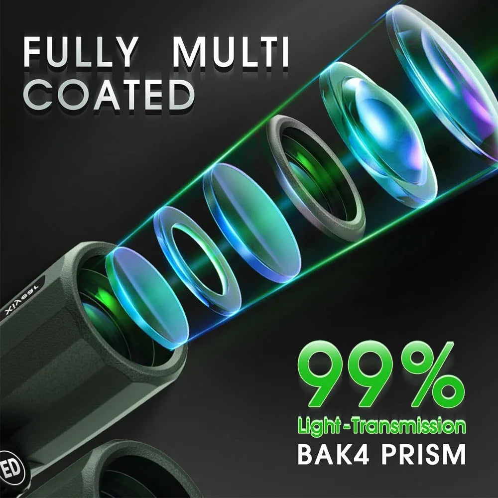 10X42 HD Binoculars For Adults BAK4 FMC Lens Waterproof Fogproof Compact Binoculars For Bird Watching Hunting Hiking Sports