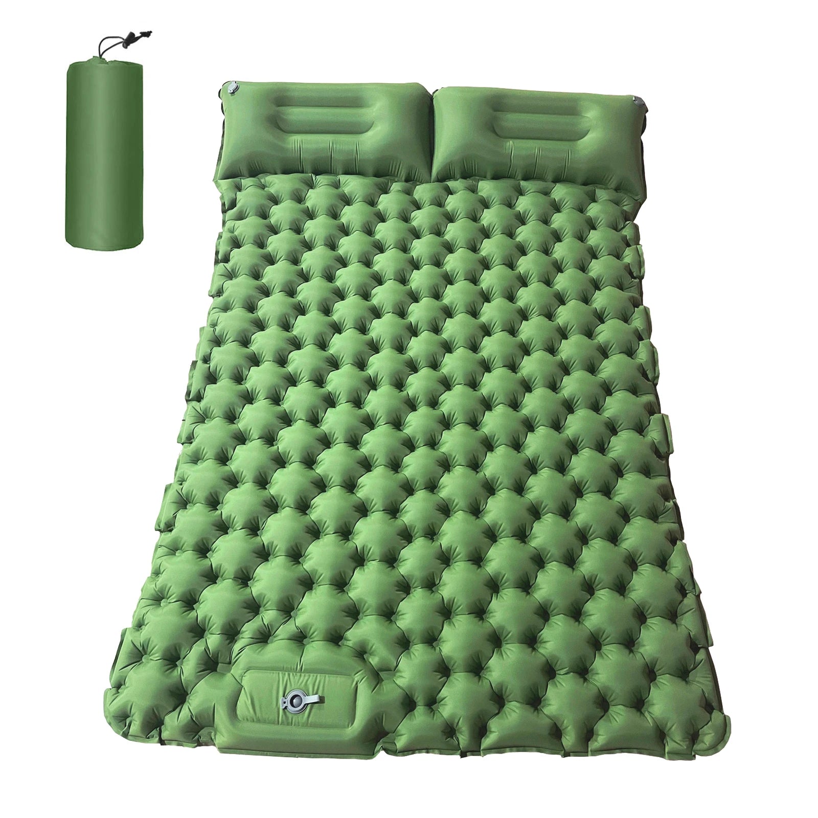 Double Sleeping Pad for Camping Inflatable Mattress with Pillow Outdoor Mat Travel Bed Cushion Built-in Pump 2 Person for Hiking