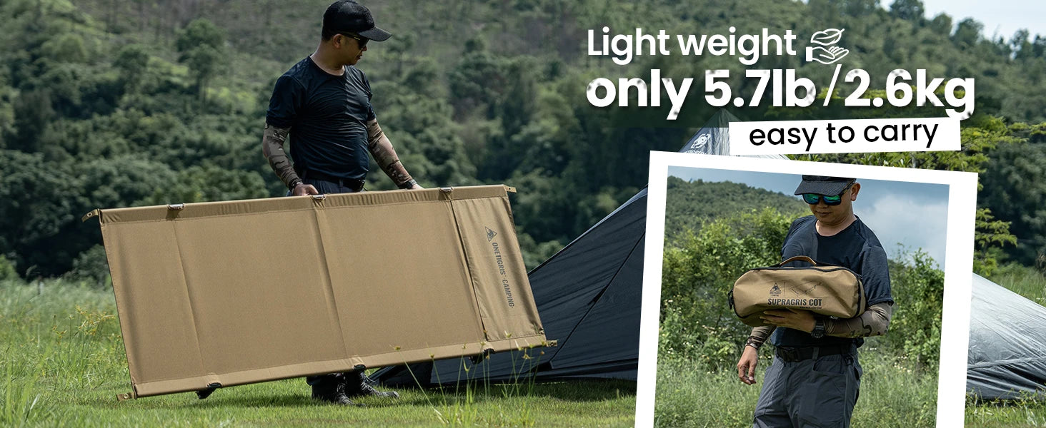OneTigris SUPRAGRIS Camping Cot Portable Easy-to-Assemble Folding Outdoor Bed Mat Office Nap Sleeping Camp Cots for Adults