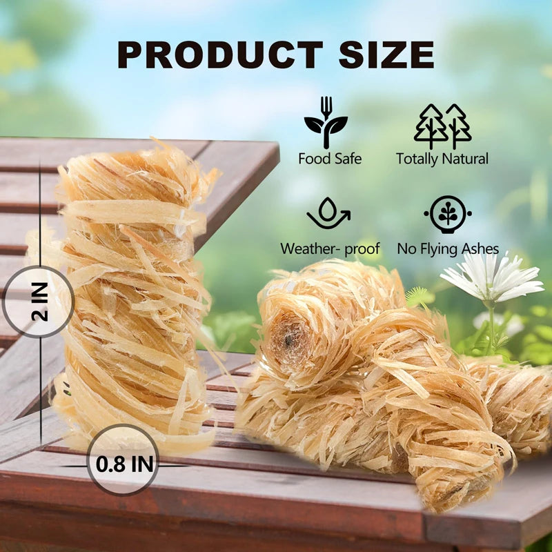 30/60pcs Fire Starters for Campfires,Grill,BBQ,Fireplace,Woodstove-Charcoal Starter - Waterproof,Natural Wood Fireplace Starters