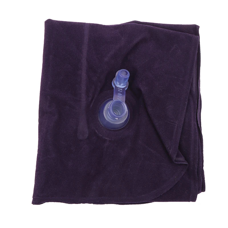 Portable Inflatable Flocking PVC Pillow Camping Sleeping Air Pillow For Travel Outdoor Hiking Flight Foldable Head Rest Pillow