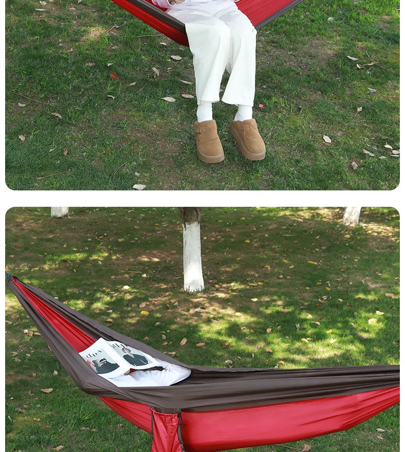 Ultralight Outdoor Hammock – Portable, Anti-Rollover, High Weight Capacity, Parachute Fabric Camping Double Hammock