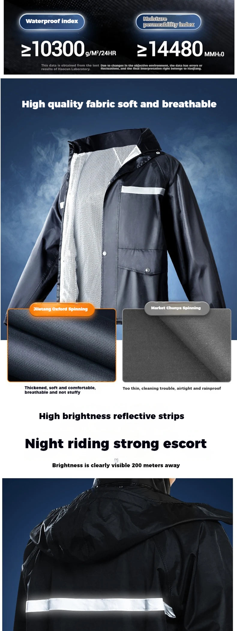 Raincoat and Rainpants Suit Full Body Rainstorm Prevention Electric Bicycle Motorcycle Takeaway Riding Reflective Split Raincoat