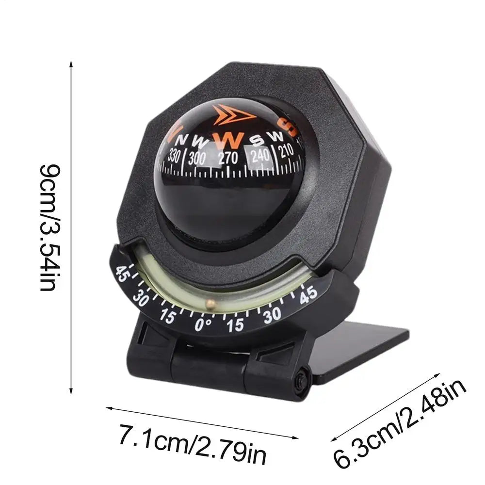 Compass For Vehicle Boat Car Dashboard Compass With Meter 2-In-1 Car Mount Compass Ball High Precision Navigation Foldable