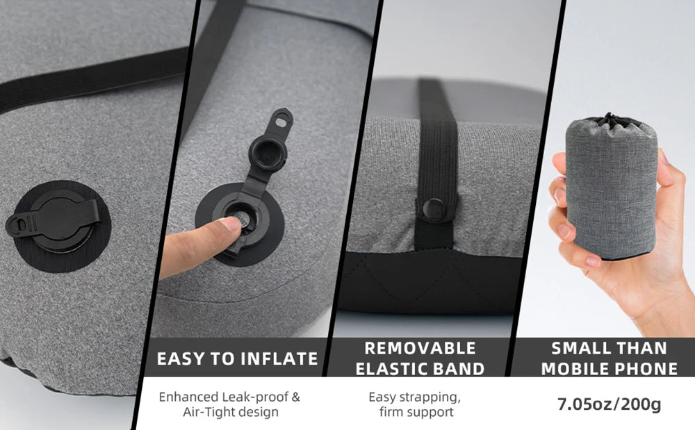 Inflatable Camping Pillow with Removable Washable Cover,Travel Pillow for Neck Support,Hiking,Backpacking,Office,Airplane,Car