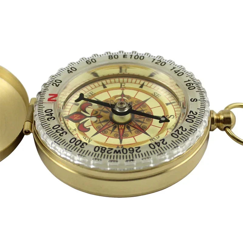 Compass New Outdoor Camping Hiking Portable Pocket Brass Gold Color Copper Compass Navigation with Noctilucence Display