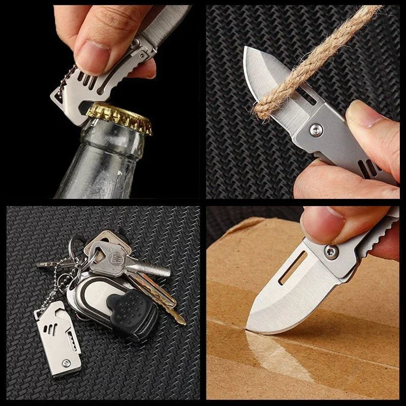 1PC Mini Folding Knife Steel Portable Camping Survival Knife Pocket Folding Knife Self-defense Keyknife Keychain Pendant