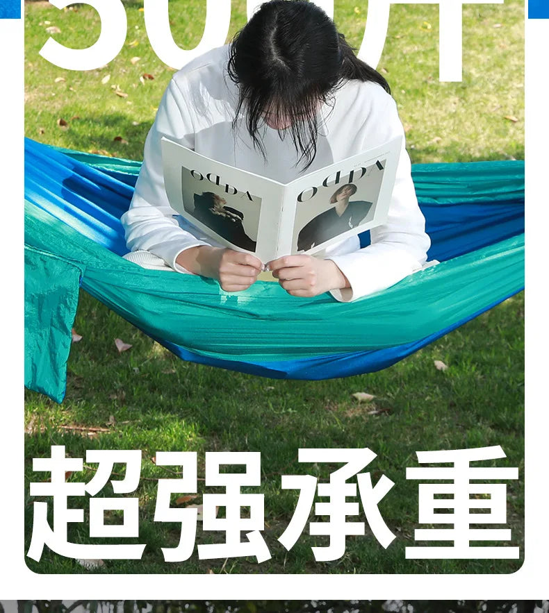 Ultralight Outdoor Hammock – Portable, Anti-Rollover, High Weight Capacity, Parachute Fabric Camping Double Hammock