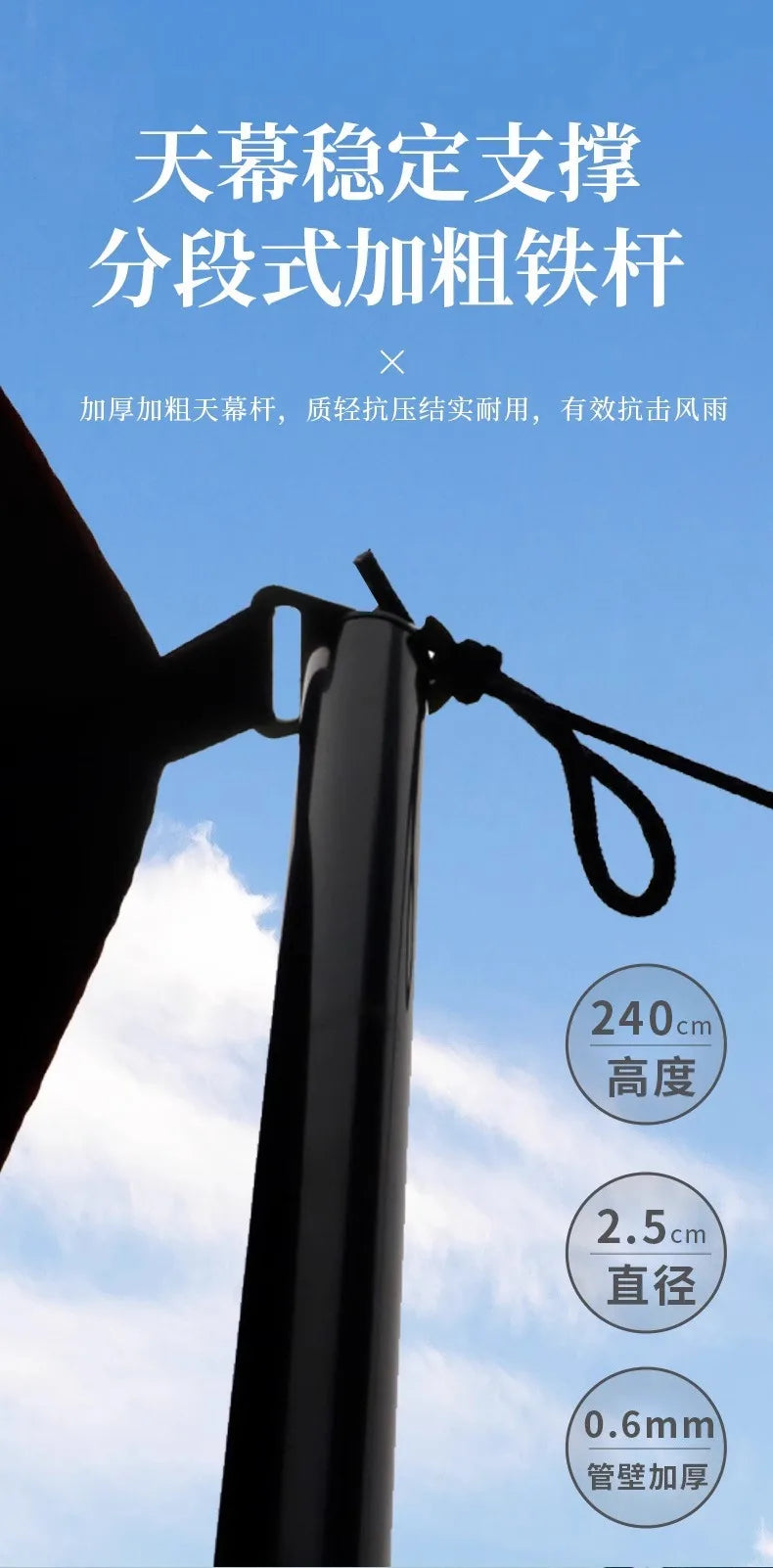 Canopy tent outdoor camping shade hexagonal vinyl coated silver thickened curtain sun protection pergola camping picnic equipmen