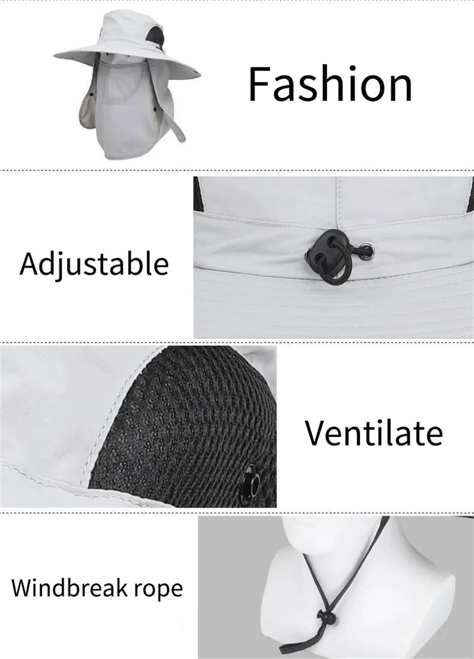 Adjustable Outdoor Fishing Hat Sunscreen Protection Breathable Sunshade Foldable Men Women Hiking Camping Casual Fishing Cap