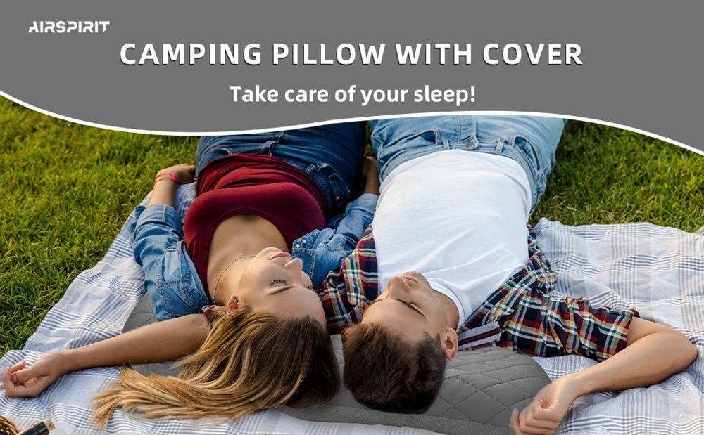 Inflatable Camping Pillow with Removable Washable Cover,Travel Pillow for Neck Support,Hiking,Backpacking,Office,Airplane,Car