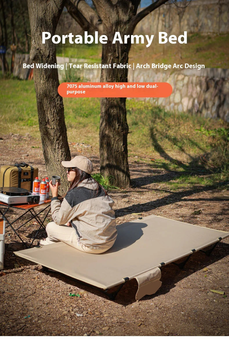 Lohascamping 90cm widen Camping cot Ultralight Portable High-low dual-purpose folding Bed Backpacking Travel hiking Sleeping Cot