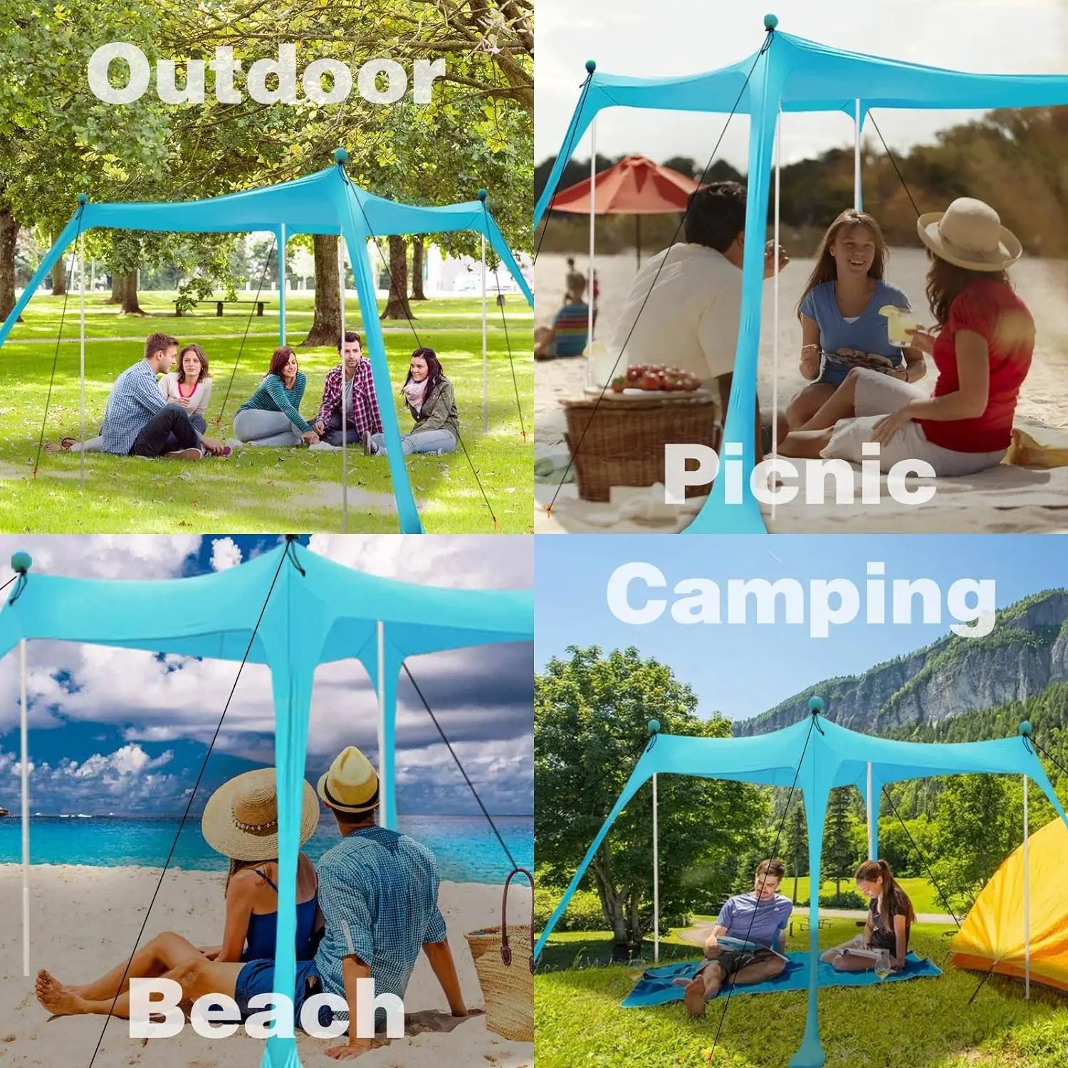 Portable Beach Sun Shade People UV Resistant Camp Bed Tent Sun Shelter Canopy Garden House with Storage Bag for Equipment