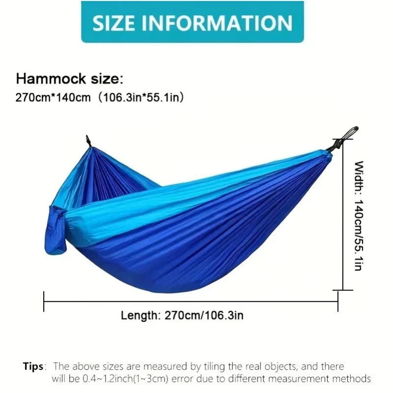Outdoor Camping Hammock with Hanging Straps for Backpacking Travel Beach Yard and Garden Nylon Parachute Portable Hanging Bed