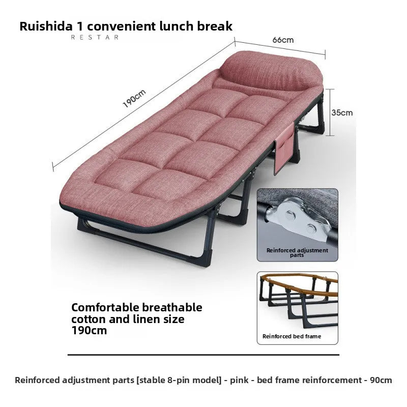 Sleeping Cots for Adults 6 Positions, Portable & Foldable Bed with Mattress and Pillow, Heavy Duty Sturdy Frame for Camp, Home