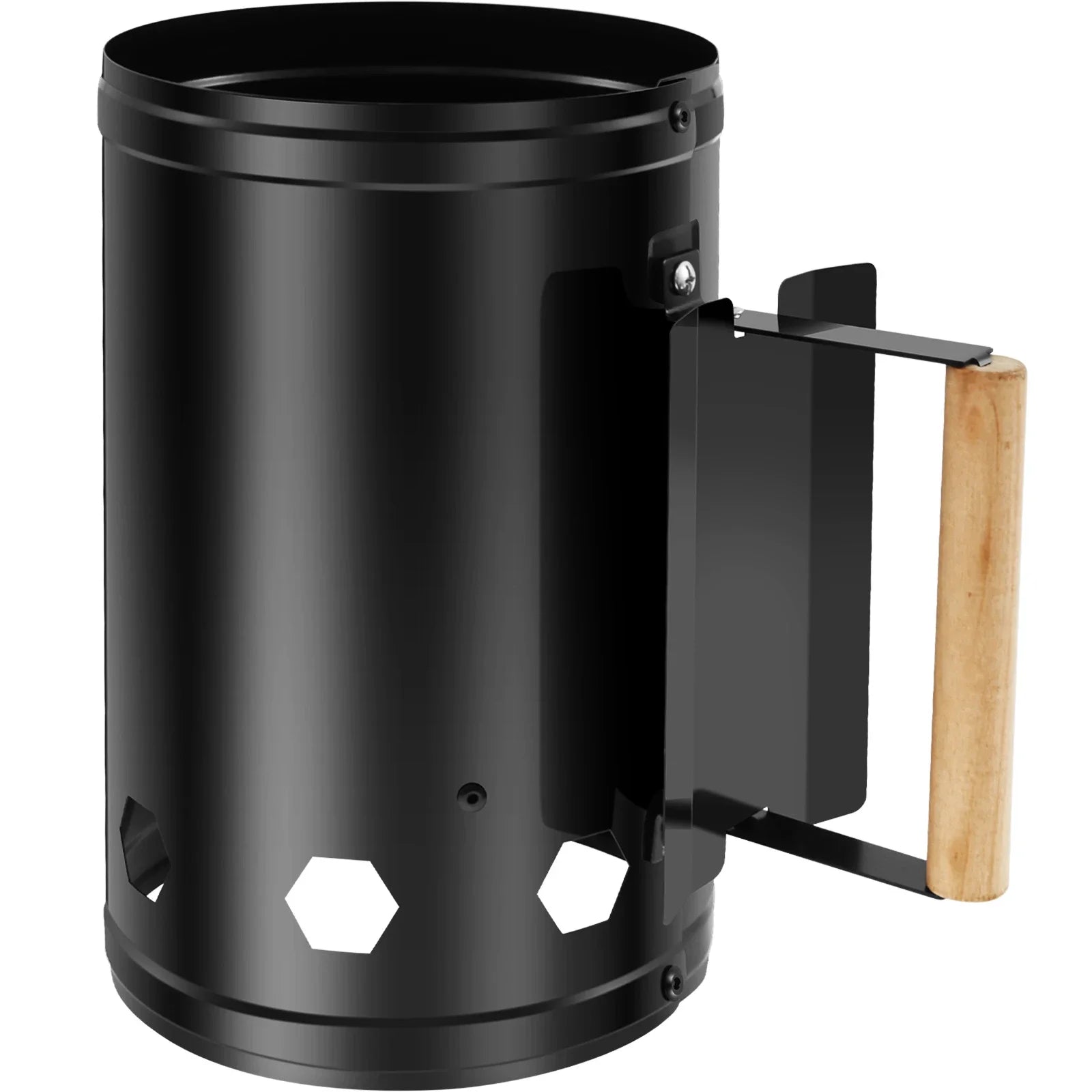 Charcoal Chimney Starter with Wood Handle Rapid BBQ Chimney Starter Fire Briquette Starters Can Canister For Grilling Tool