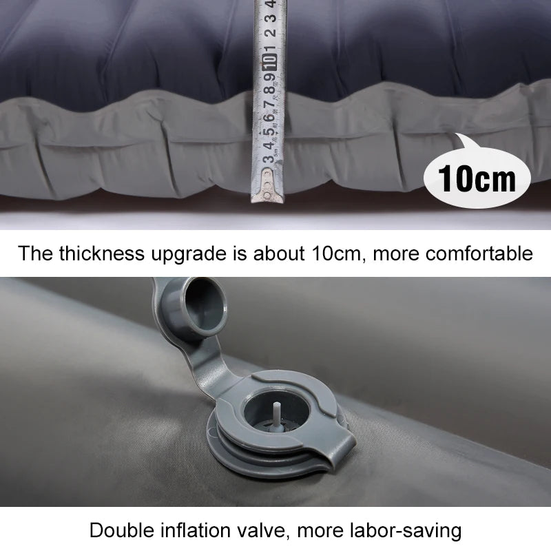 PACOONE 10Cm Thicken Sleeping Pad Ultralight Self-inflating Air Mattress Splicing Bed Beach Picnic Mat Camping Tent Air Cushion
