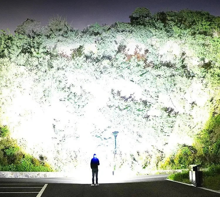 Strong Light LED Headlight 20000000LM Powerful Headlamp Long Shot 4000M Rechargeable Lamp With Fluorescent Light Outdoor Fishing