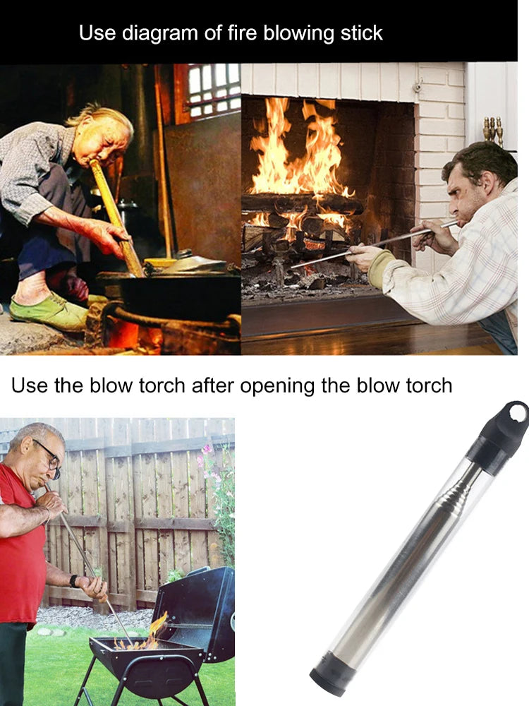 Blow Fire Tube Collapsible Blowing Fire Stick for Outdoor Camping Cooking Tools