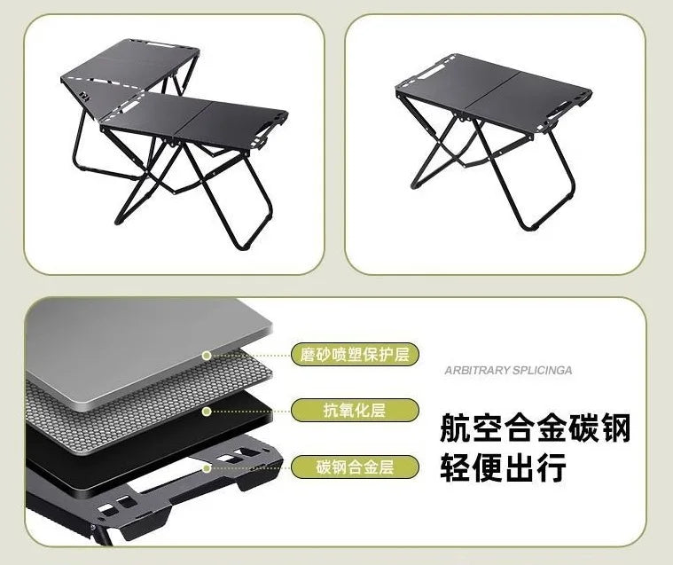 Table Outdoor Camping Tactics Folding Table Picnic Lightweight Portable Full Set Of Equipment Lamp Holder Portable