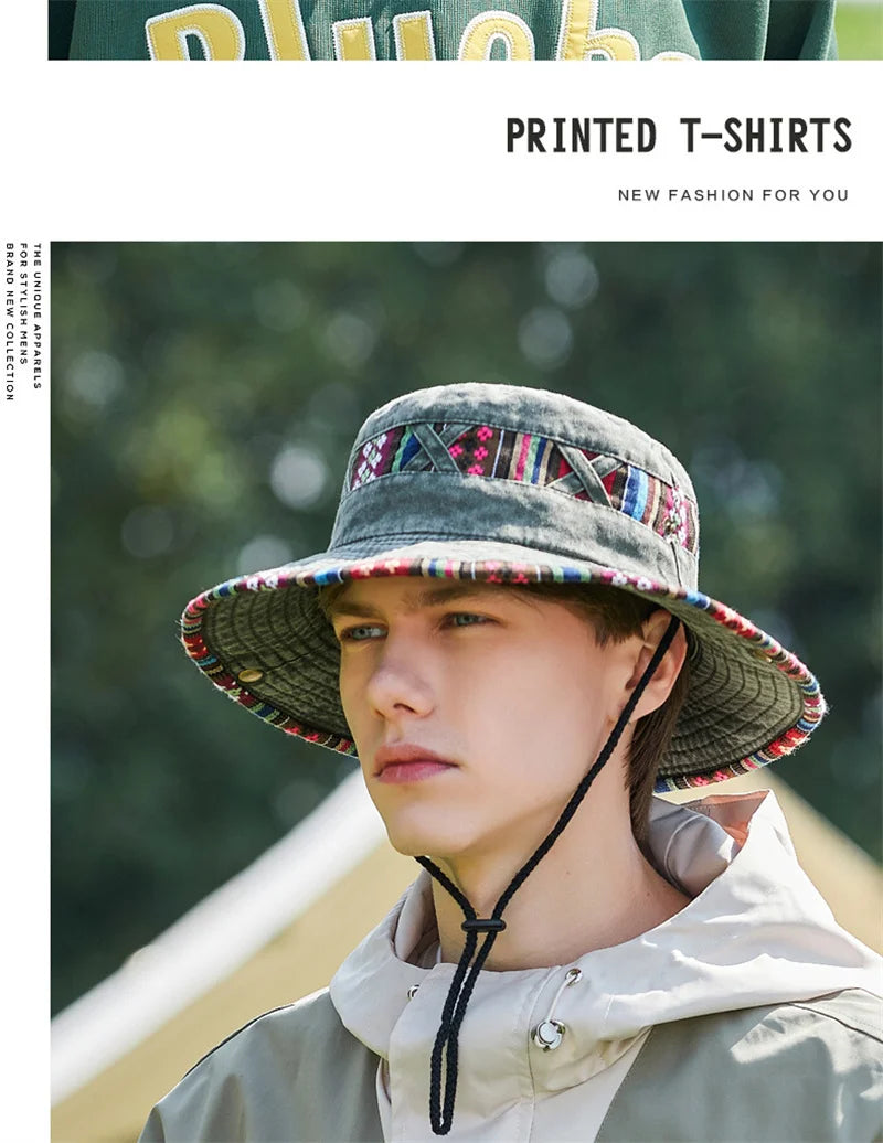 2024 Fashion Summer Bucket Hat Outdoor Camping Cap Hiking Fishing Hats Fishing Accessories Bike Accessories Cowboy Hats Sun Caps