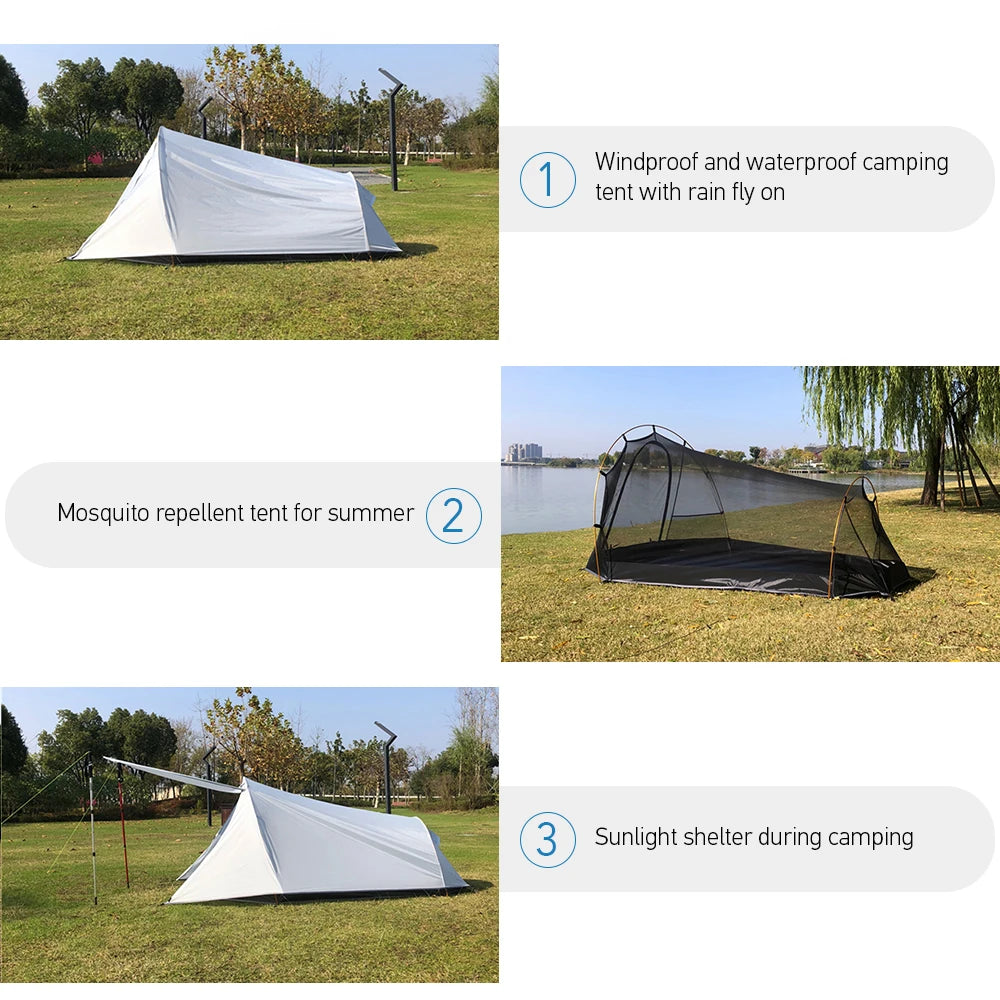Camping  Tent Ultralight Aluminum Pole Outdoor Tent For Backpacking Hiking Camping Seasons 1/2 Person Tent Camping Equipment