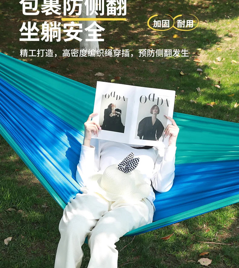 Ultralight Outdoor Hammock – Portable, Anti-Rollover, High Weight Capacity, Parachute Fabric Camping Double Hammock