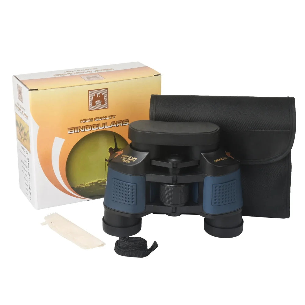 Professional 60x60 BAK4 Optical Binoculars Telescope Long Distance Portable Powerful HD Binocular for Hunting Traveling Outdoor