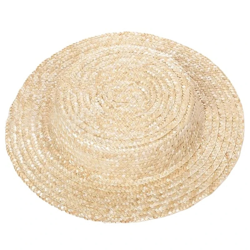 Vacation Teaparty Hat Base Handwoven Straw Hat Accessories Elegant Bonnet Hat Victorian Flat Brimmed Hat for Camping