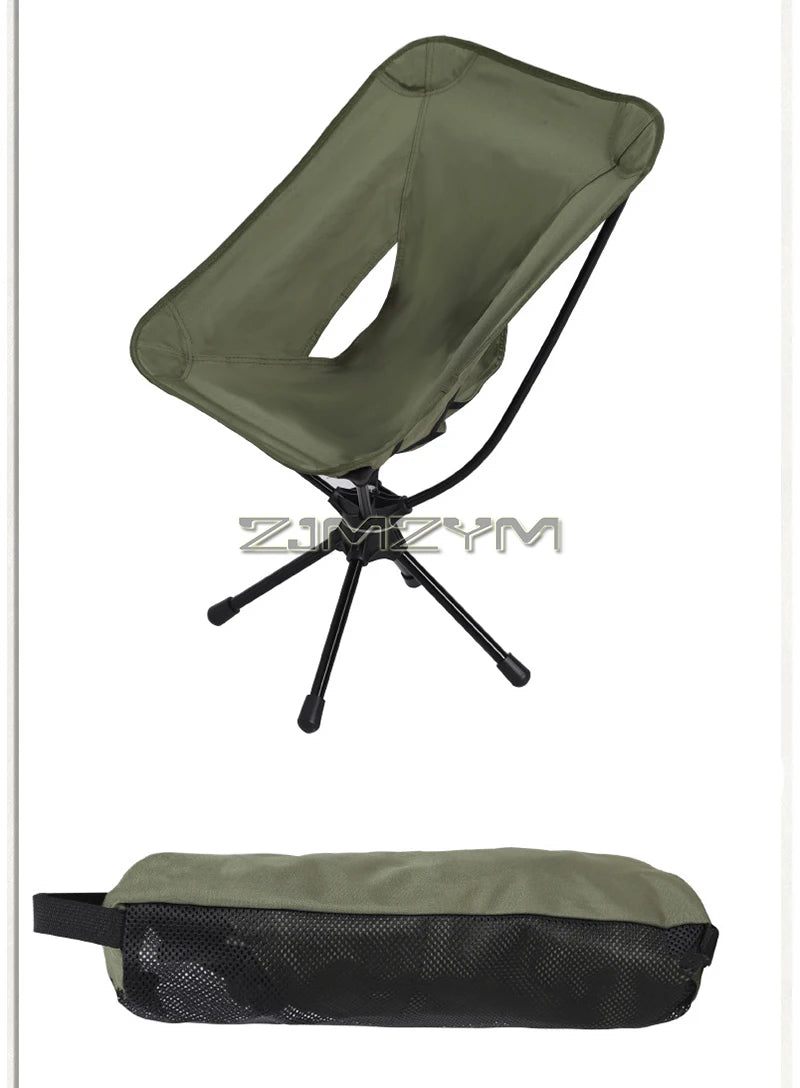 Swivel Portable Camping Chair Compact Collapsible Folding Chair with Carry Bag - Support 140kg - Outdoor Backpacking Chair