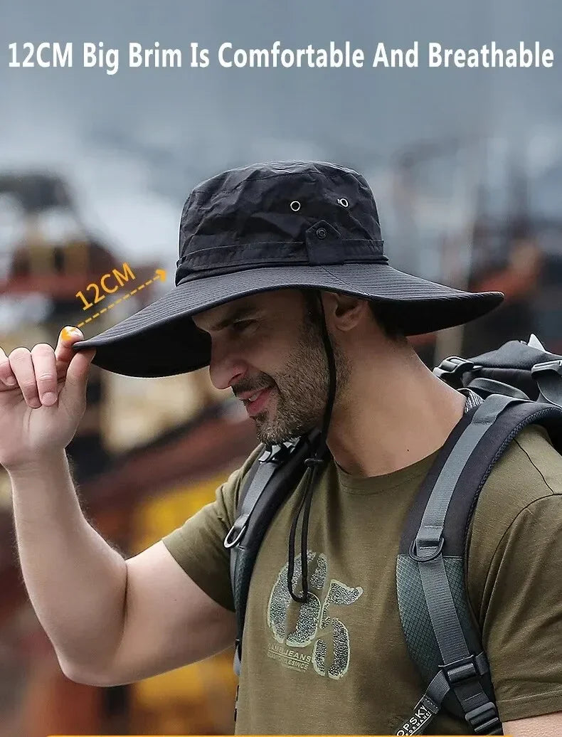 New Sun Protection Fishing Hat Summer Breathable Mesh Camping Hiking Caps Anti-UV Sun Hat Mountaineering Caps Men's Panama Hat