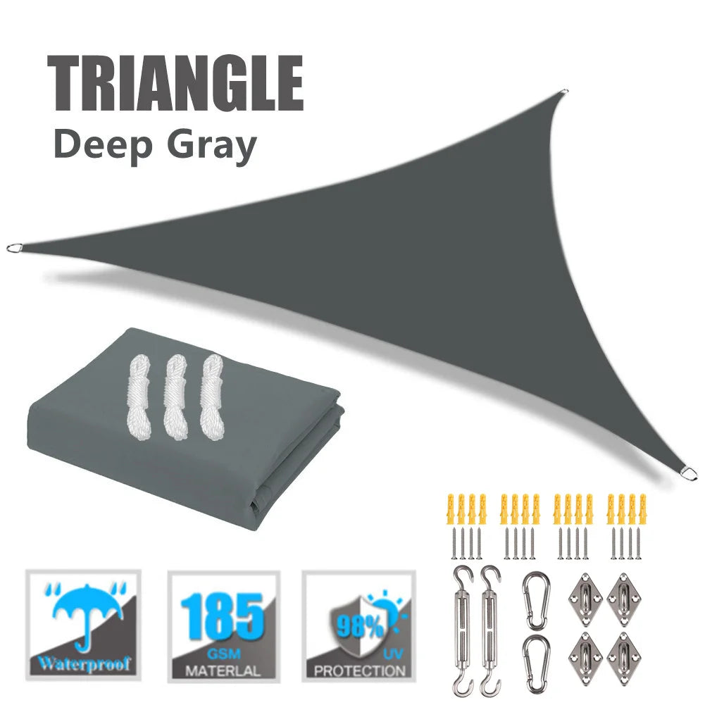 Waterproof Triangle Sun Shade Sail Canopy 98%UV Block Sun Shelters For Outdoor Facility&Activities Backyard Awning Camping Tents