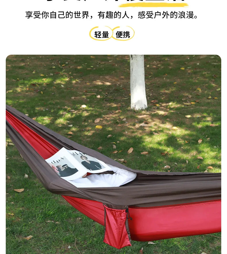 Ultralight Outdoor Hammock – Portable, Anti-Rollover, High Weight Capacity, Parachute Fabric Camping Double Hammock