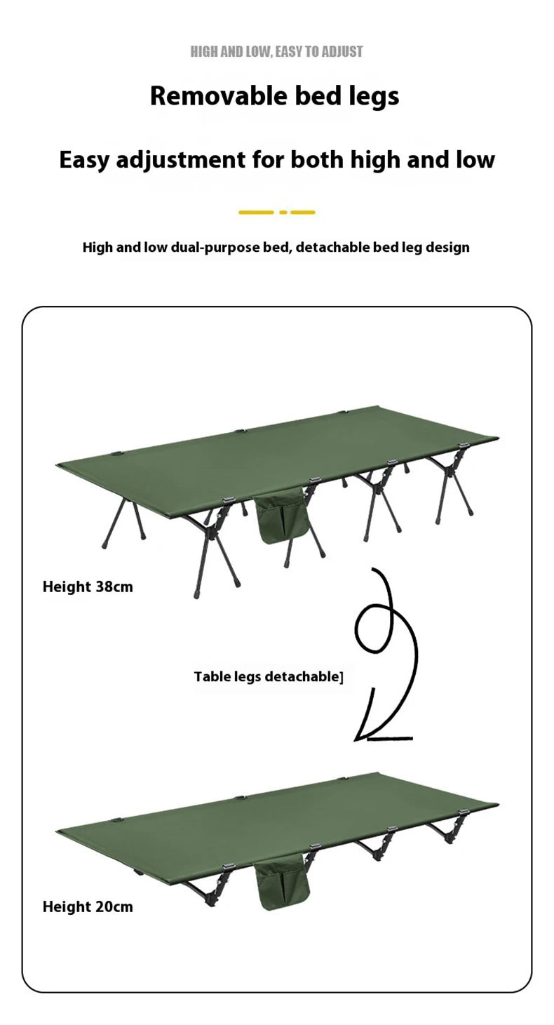 Lohascamping 90cm widen Camping cot Ultralight Portable High-low dual-purpose folding Bed Backpacking Travel hiking Sleeping Cot