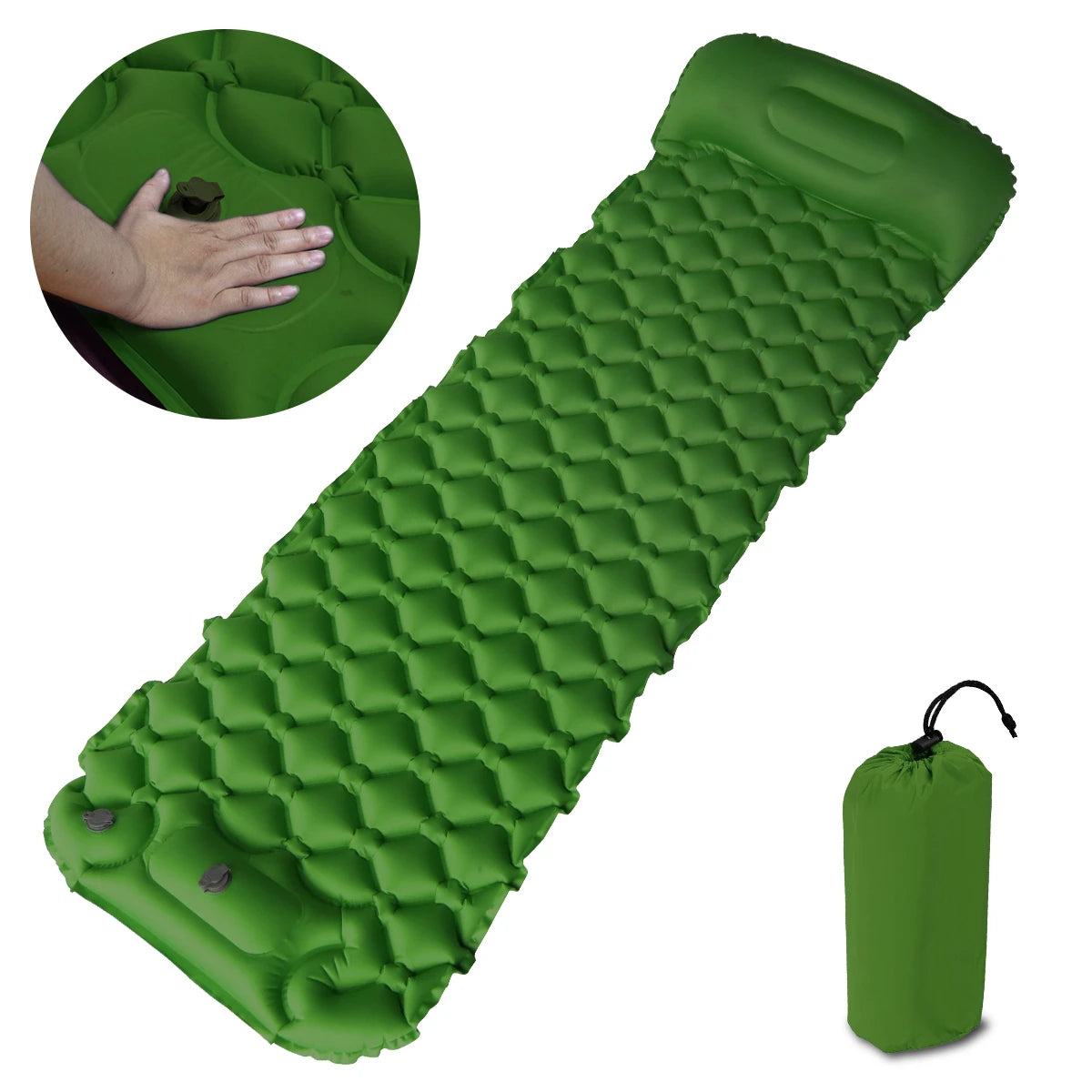 Outdoor Sleeping Pad with Pillow Ultralight, 77”*23.6”*2.4” Inflatable Camp Sleeping Mattress for Adult