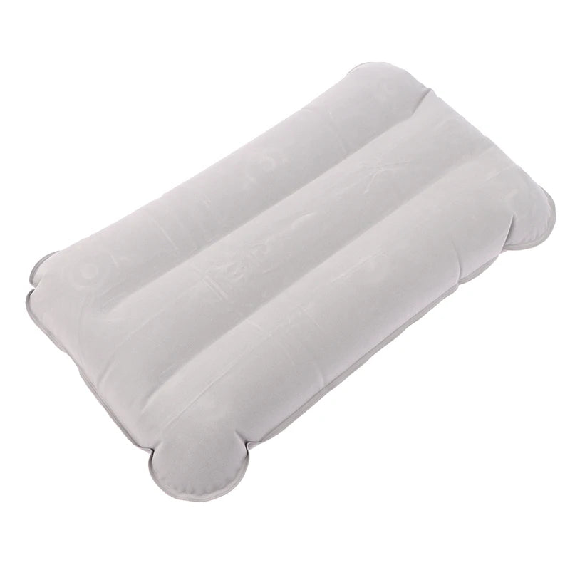 Portable Inflatable Flocking PVC Pillow Camping Sleeping Air Pillow For Travel Outdoor Hiking Flight Foldable Head Rest Pillow