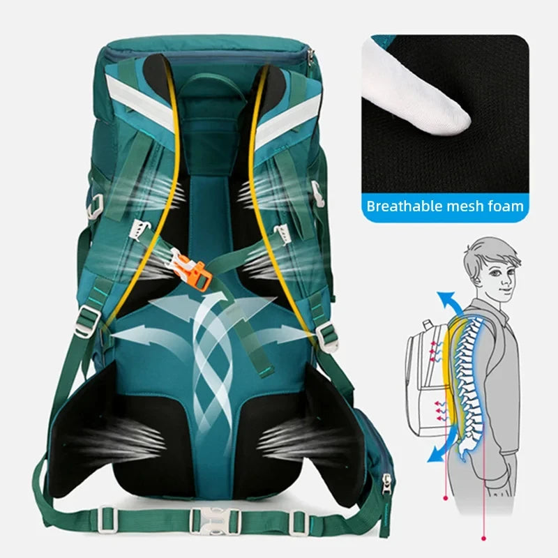 Camping Backpack Large Capacity Climbing Rucksack Trekking Hiking Bag Waterproof Mountaineering Knapsack Outdoor Travel Bag 40L