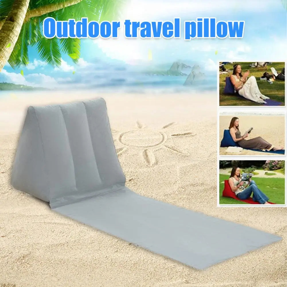 Outdoor Camping Pillow Triangular Cushion PVC Flocking Inflatable Pillow Folding Summer Beach Lying Pillow Travel Equipment Tool