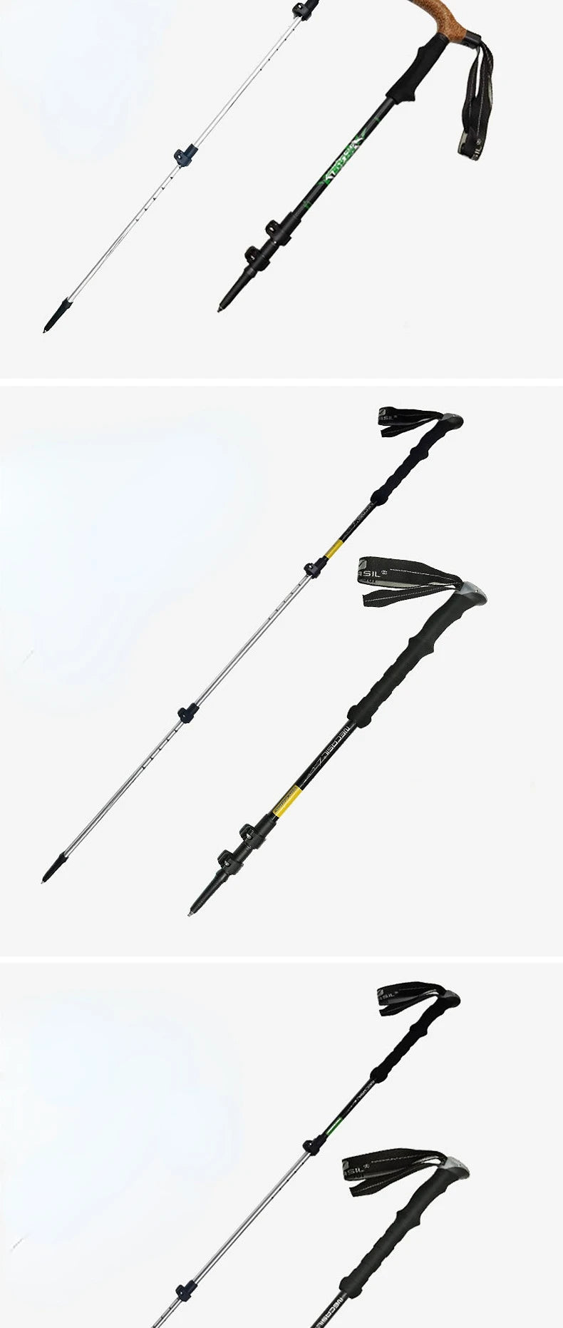 Outdoor Foldable Walking Stick Camping Portable Trekking Poles Adjustable Telescopic Alpenstock For Hiking Mountaineering