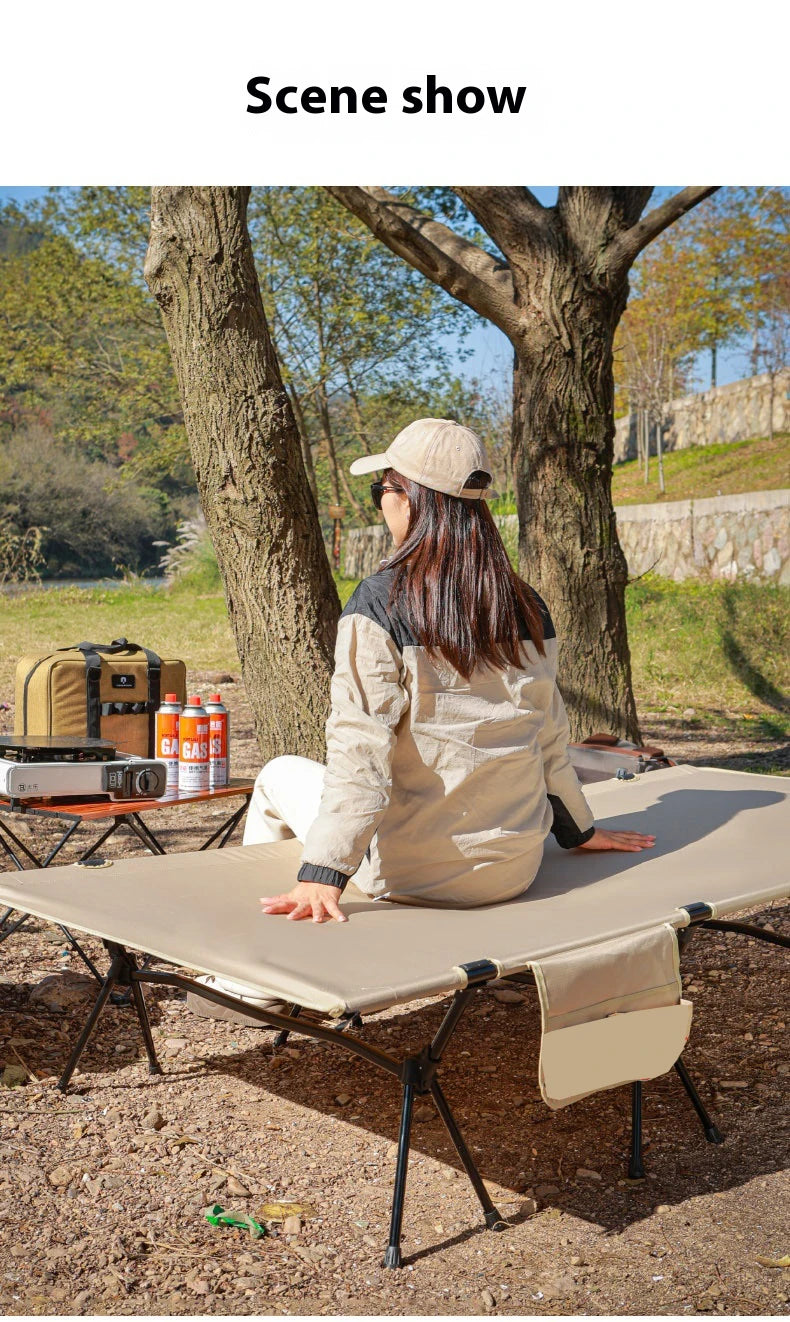 Lohascamping 90cm widen Camping cot Ultralight Portable High-low dual-purpose folding Bed Backpacking Travel hiking Sleeping Cot