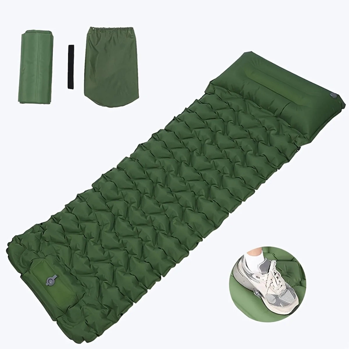 Sleeping Pad for Camping-Upgraded Ultralight Inflatable Air Mattress with Pillow,  Air Mattress One Second Deflation