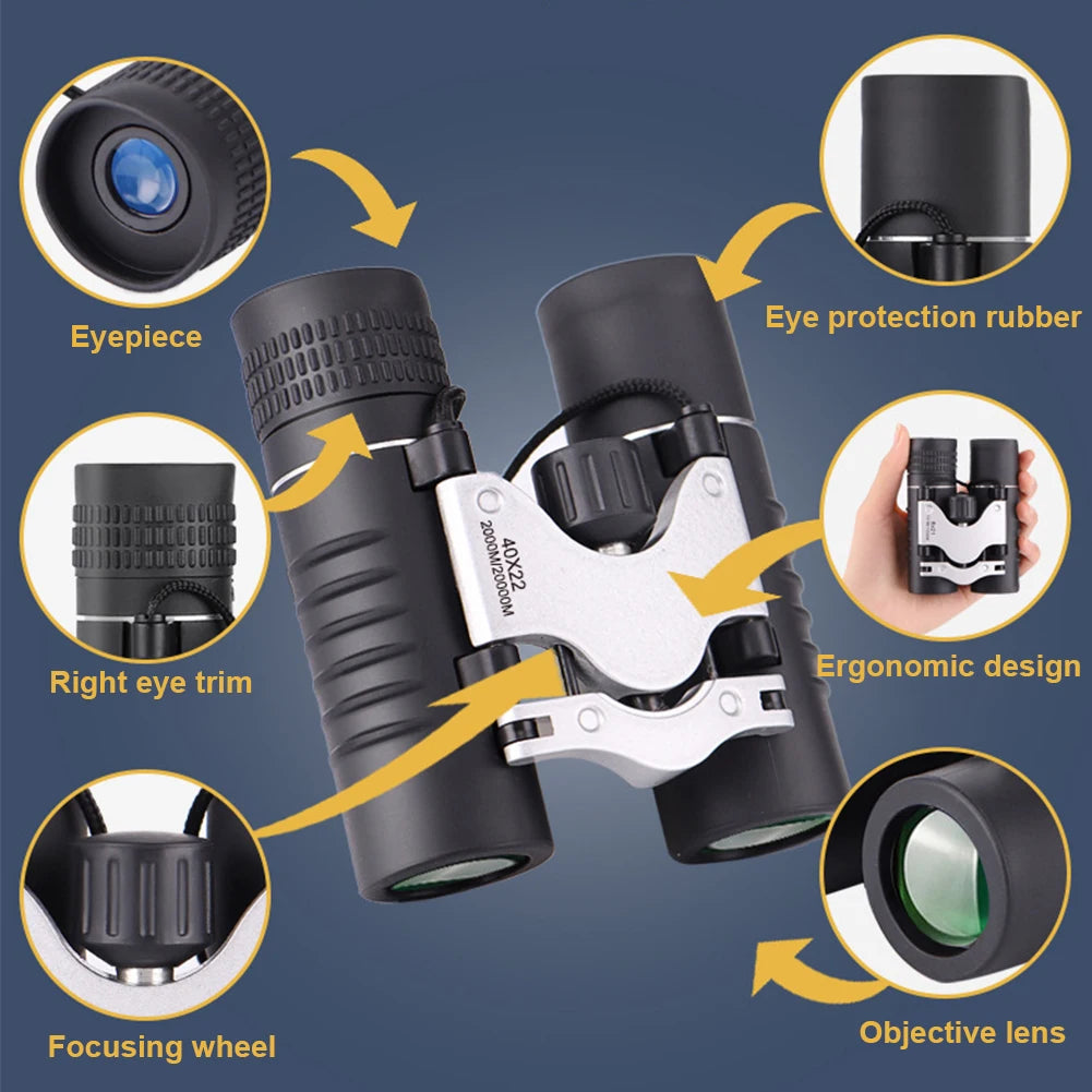 8x21 High Definition Large Field View Binoculars Easy Focus Mini Pocket Binoculars for Bird Watching Hunting Concert Theater