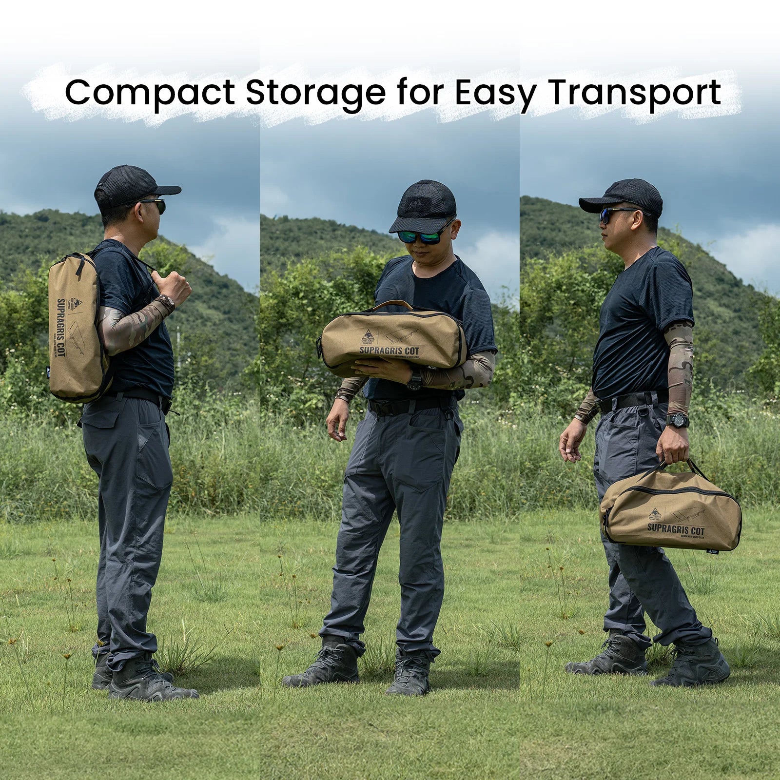 OneTigris SUPRAGRIS Camping Cot Portable Easy-to-Assemble Folding Outdoor Bed Mat Office Nap Sleeping Camp Cots for Adults