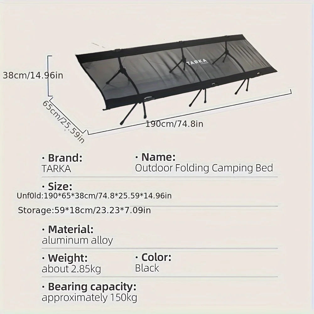 TARKA Mesh Camping Bed Folding Camp Cot Outdoor Foldable One Person Bed Lightweight Travel Sleeping Bed