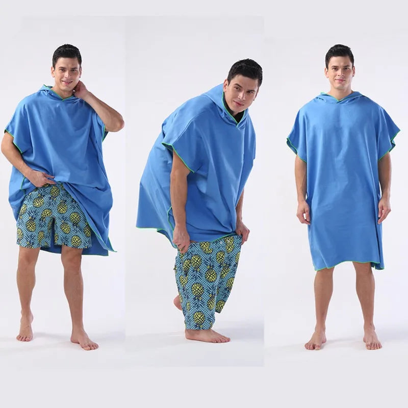 Quick-drying Changing Robe Quick Dry Bathrobe Hooded Absorbent Bath Towel Swimming & Fitness Super Absorbent Bathrobe