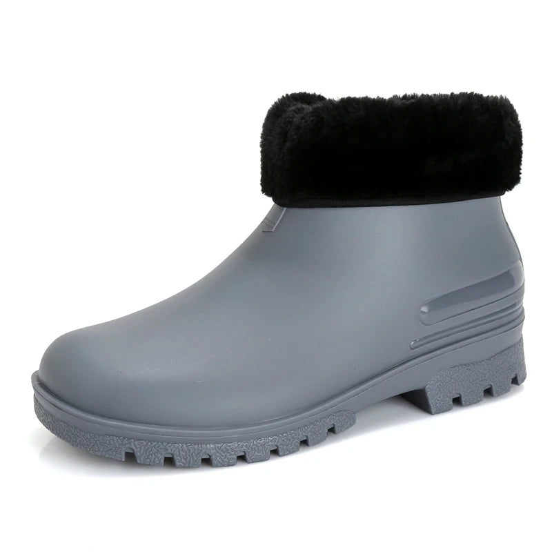Rain Boots， for Men and Women, New Waterproof Shoes, Short Tube, Non-slip, Thick Sole, Wear-resistant, Warm Couple Camping Shoes