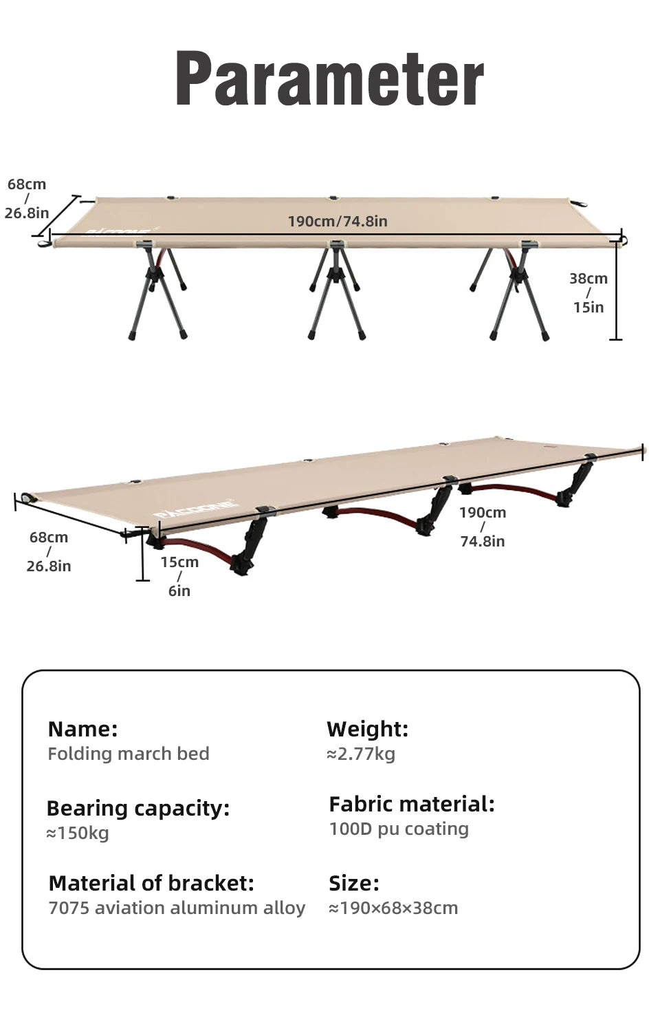 Camping Cot Folding Camping Bed Portable Outdoor Bed Comfortable Sleeping Cots for Adults & Kids Camping, Travel, RV