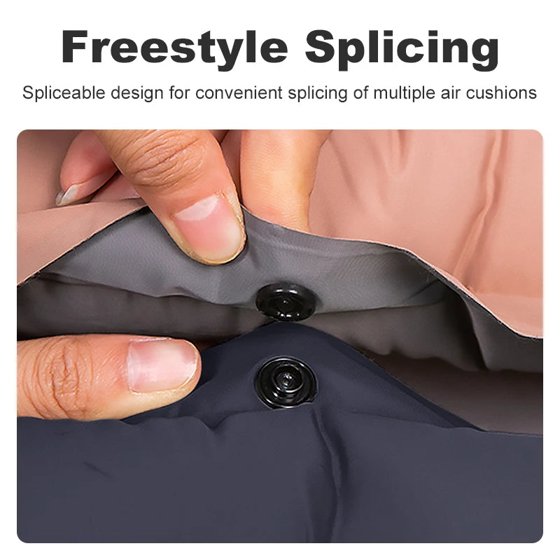 PACOONE 10Cm Thicken Sleeping Pad Ultralight Self-inflating Air Mattress Splicing Bed Beach Picnic Mat Camping Tent Air Cushion