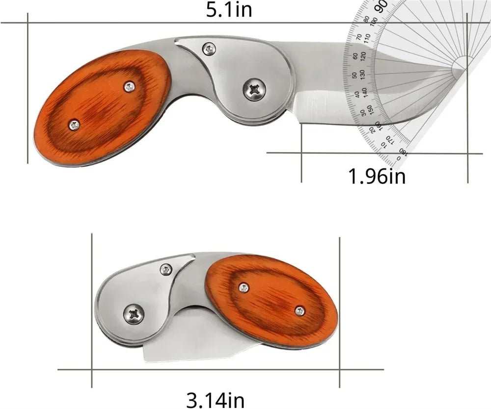 Portable Mini Folding Pocket Knife Wooden Handle Knives Outdoor Hunting Tactical EDC Survival Self Defense EDC Tool With Clip