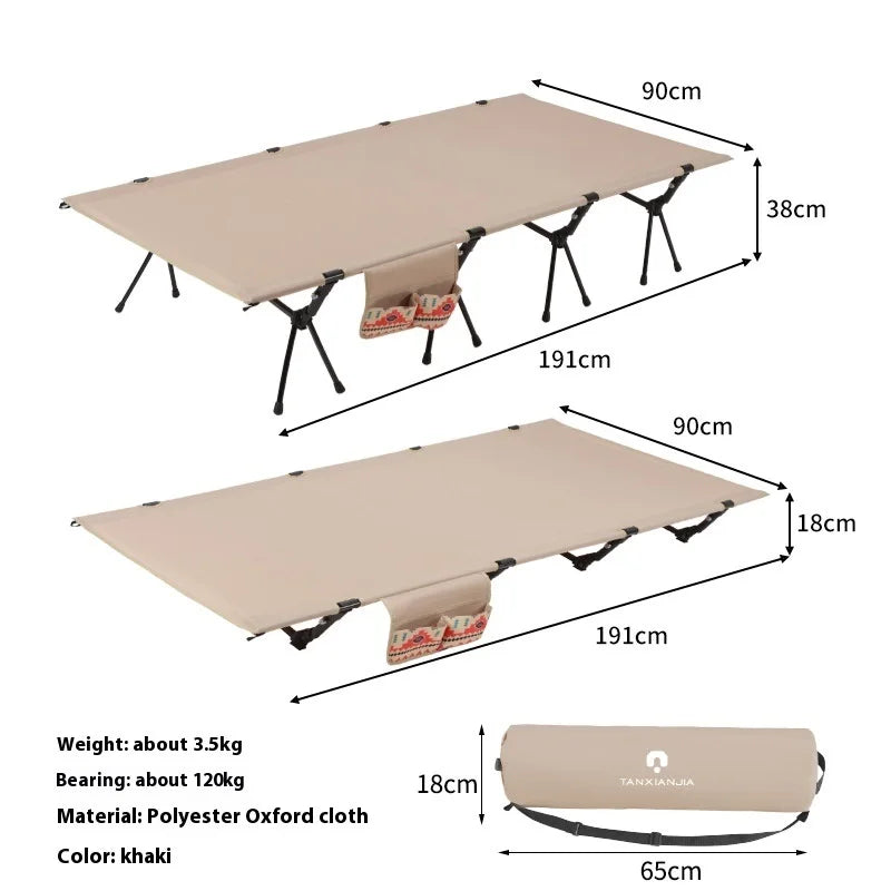 Lohascamping 90cm widen Camping cot Ultralight Portable High-low dual-purpose folding Bed Backpacking Travel hiking Sleeping Cot